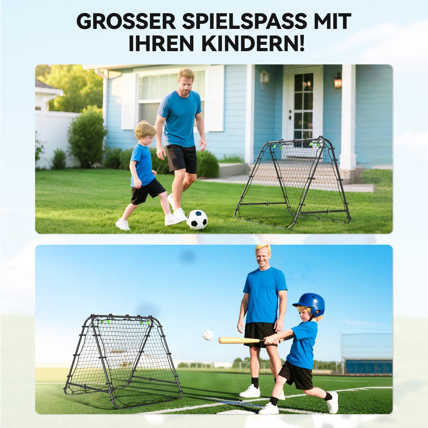 HOMCOM Fußballtor, verstellbar, klappbar, Metallrahmen, 100 x 68-95 cm, Schwarz
