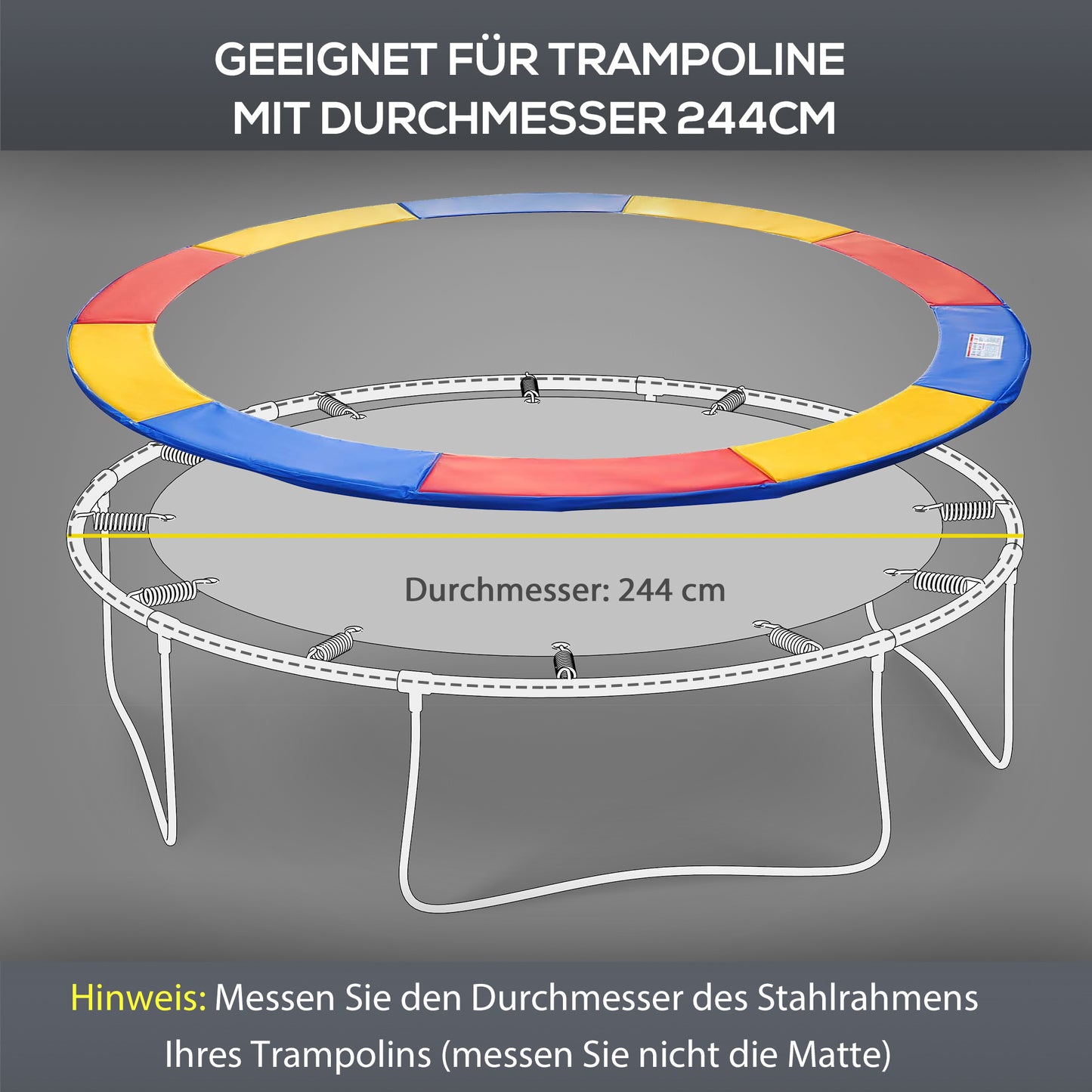 HOMCOM Trampolin Randabdeckung Sicherheitsnetz Wetterplane Leiter Randabdeckung: Ø 244cm Bunt
