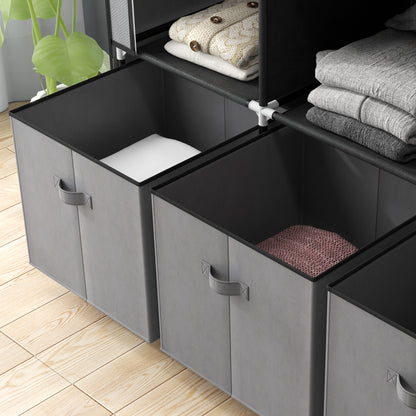 HOMCOM Stoffschrank aus Vlies, Faltschrank, inkl. 3 Schubladen, 125 cm x 43 cm x 162,5 cm, Grau