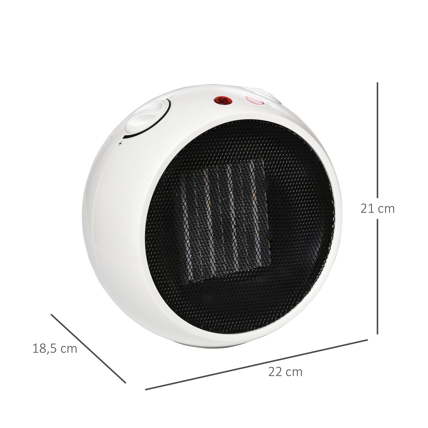 HOMCOM Heizlüfter Heizgerät Elektroheizer Heizer Heizung Wärme 900W/1500W Kunststoff Weiß+Schwarz 22 x 18,5 x 21 cm