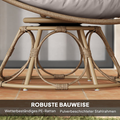 Outsunny Papasansessel Rattan 360° drehbar Korbsessel mit Sitzkissen runder Outdoor