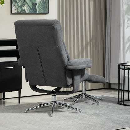 HOMCOM Relaxsessel mit Hocker, verstellbare Rückenlehne, Samtoptik, bis 150 kg, Anthrazit