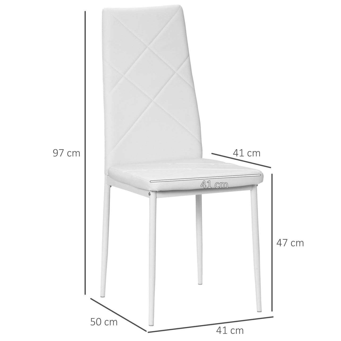 HOMCOM 4er-Set Stühle, Esszimmerstühle, Küchenstühle, 41 cm x 50 cm x 97 cm, Weiß