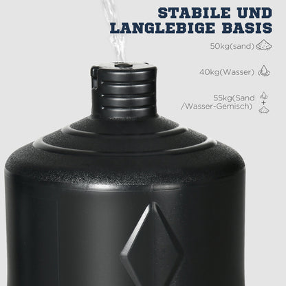 SPORTNOW Boxdummy, freistehend, höhenverstellbar, schwerer Standfuß, Kunstleder, schwarz+grau+blau, 55 x 55 x 178-207 cm
