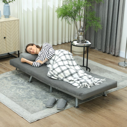 HOMCOM Klappsessel mit Bettfunktion، klappbarer Relaxsessel in Samtoptik، Verstellbare Rückenlehne، 75 × 70 × 75 سم، غراو