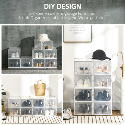 HOMCOM Modulares Regalsystem mit 8 Fächern, Steckregal, 25 cm x 35 cm x 19 cm, Transparent