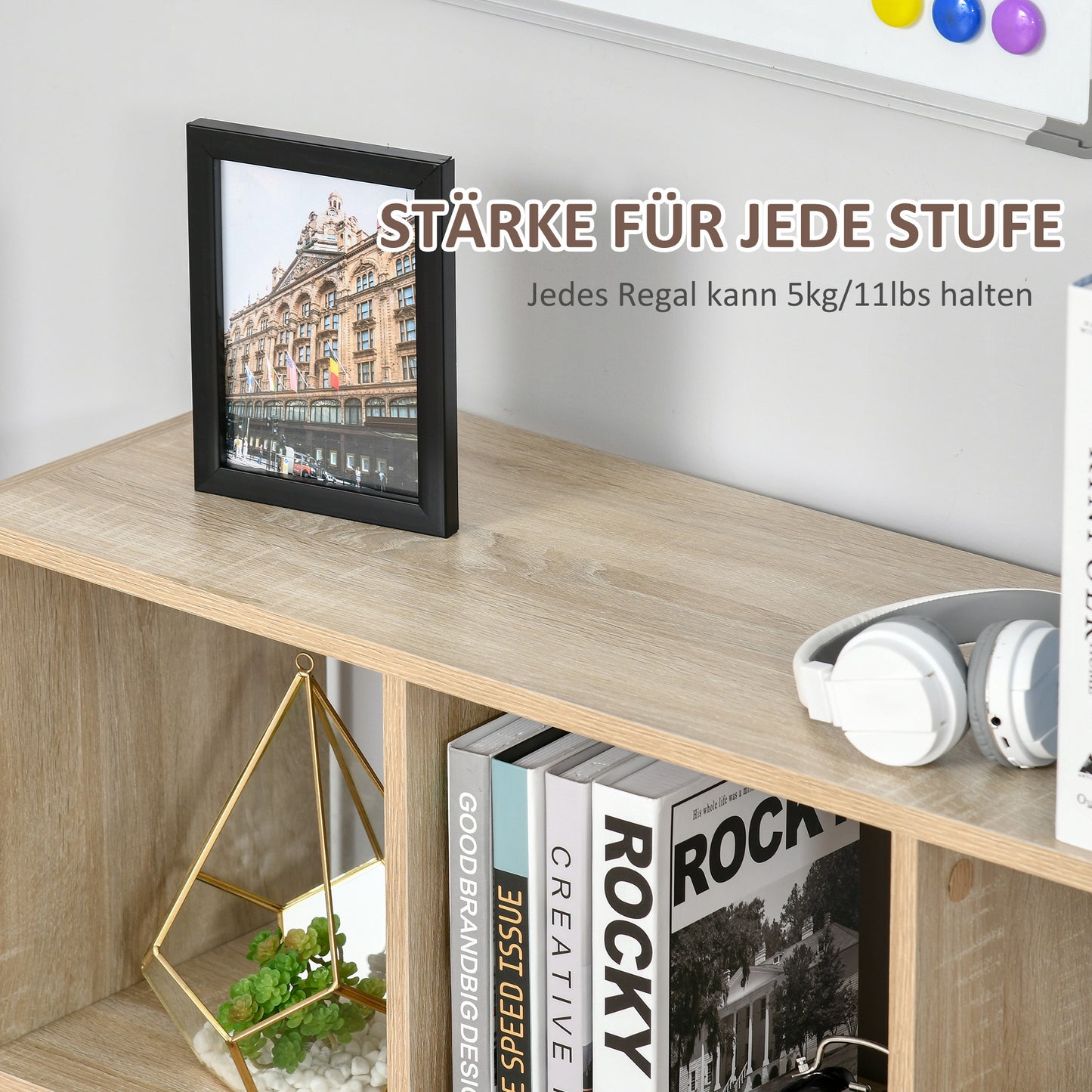 HOMCOM Bücherregal Regal Standregal, 8 Regalfächer, 97,5 x 30 x 100 cm, Eichen-Optik