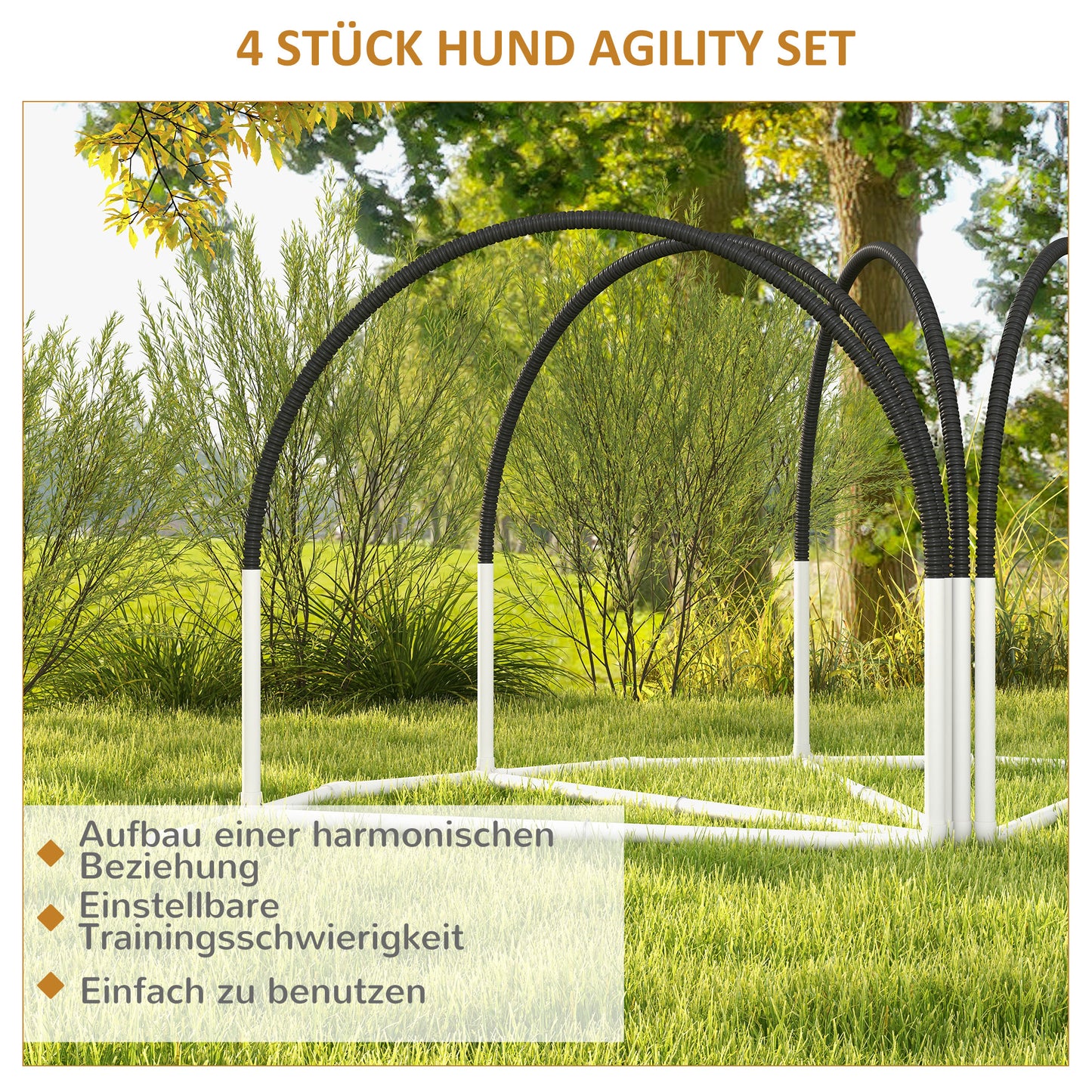 PawHut Hunde-Agility-Set Hundetrainingszubehör Agility-Set, 4 Teile, 89 x 69 x 99 cm, Weiß + Schwarz