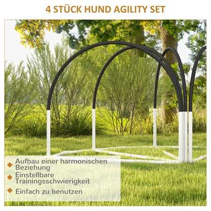 PawHut Hunde-Agility-Set Hundetrainingszubehör Agility-Set, 4 Teile, 89 x 69 x 99 cm, Weiß + Schwarz