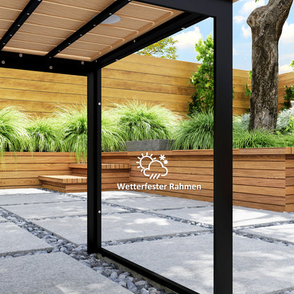 Outsunny Gartentisch für 6 Personen 160 x 80 cm Wetterfest Balkontisch mit Lamellen-Tischplatte, Buffettisch Outdoor Teak