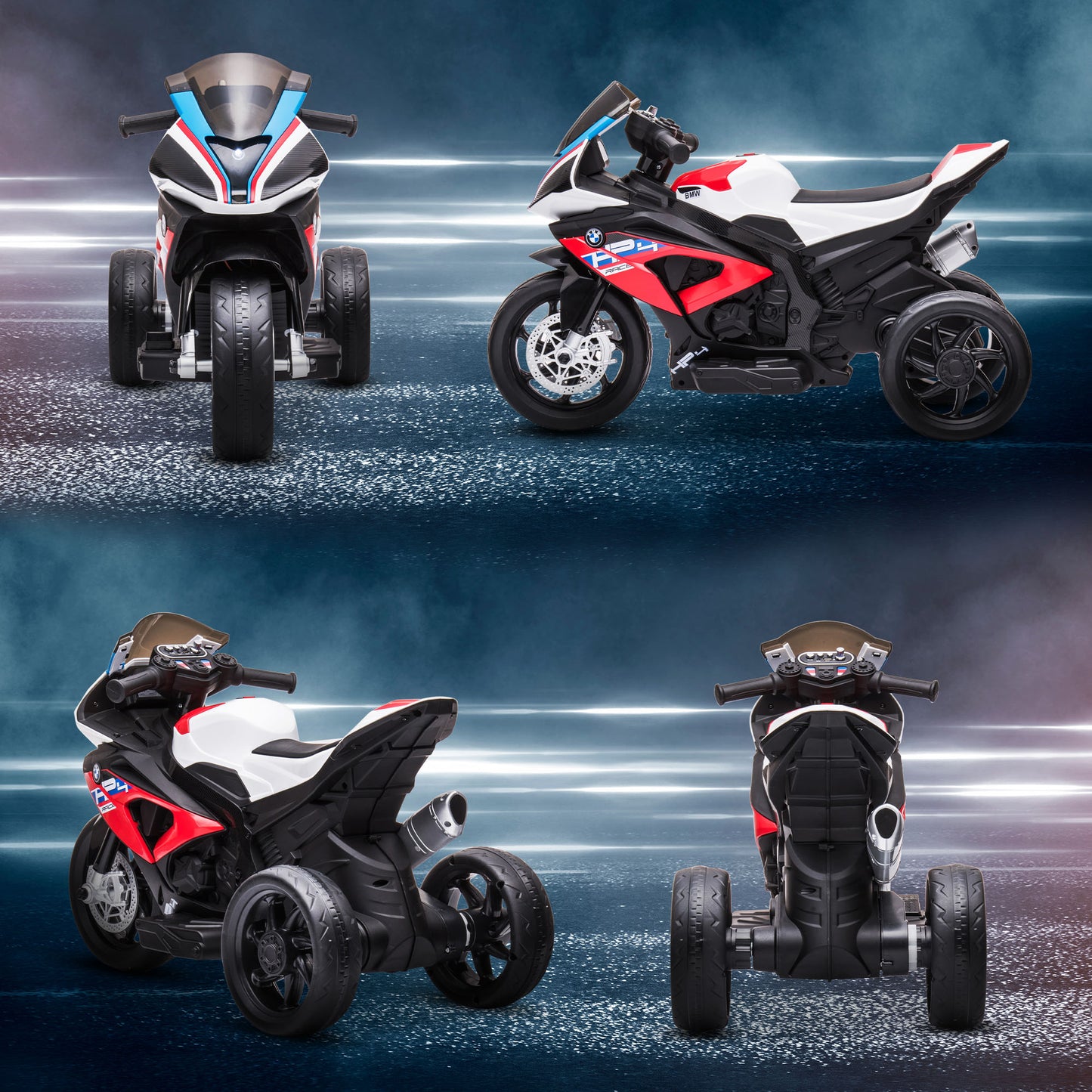 HOMCOM Kindermotorrad, Elektromotorrad, Scheinwerfer, 3 Musikmodi, für Kinder 1,5-5 Jahre, Rot, 82,5 x 42 x 54cm
