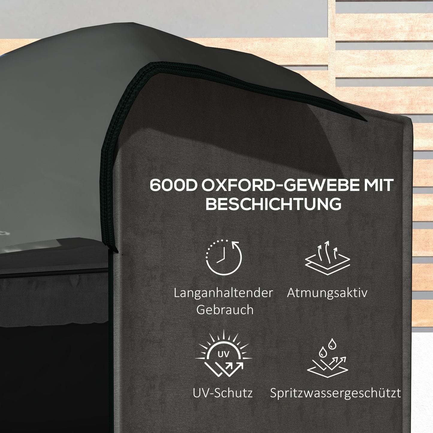 Outsunny Abdeckung für Gartenschaukel, Schutzhülle für Hollywoodschaukel, Abdeckhaube, wasserfest, 205 x 124 x 164 cm, Dunkelgrau