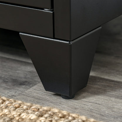 HOMCOM Nachttisch, Beistelltisch mit verstellbarem Regal, Tür, Nachtschrank für Schlafzimmer, Wohnzimmer, Metall, Schwarz, 50 x 40 x 47,5 سم
