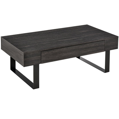 HOMCOM Couchtisch Wohnzimmertisch mit Schublade Modern Sofatisch mit Metallrahmen Beistelltisch Kaffeetisch für Wohnzimmer 110 x 60 x 40 سم، Dunkelgrau