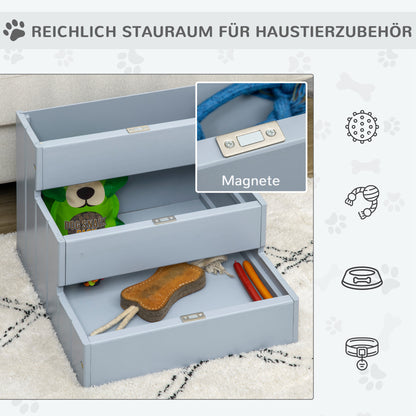 PawHut Hundetreppe 3 Stufen 38 cm Hoch Haustiertreppe für kleine bis mittelgroße Hunde Katzentreppe Hunderampe Einstiegshilf für Bett، أريكة، أريكة ورسم تلقائي