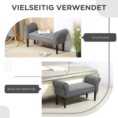 HOMCOM Sitzbank، Bettbank، Robust Bauweise، weiche Polsterung، 102x36x51 سم، Grau