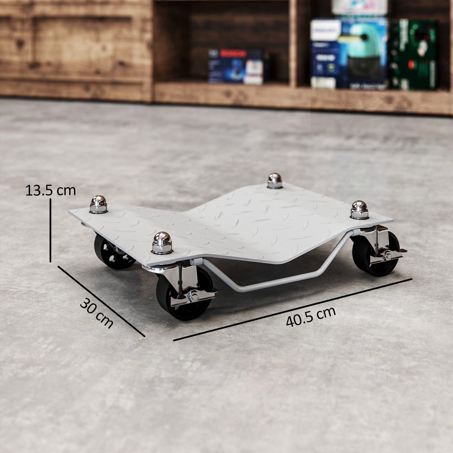 DURHAND Rangierheber 2 Stücke Rangierhilfe Reifenwechsel Wagenheber mit 4 Rollen für Auto PKW Grau 40,5L x 30B x 13,5H cm