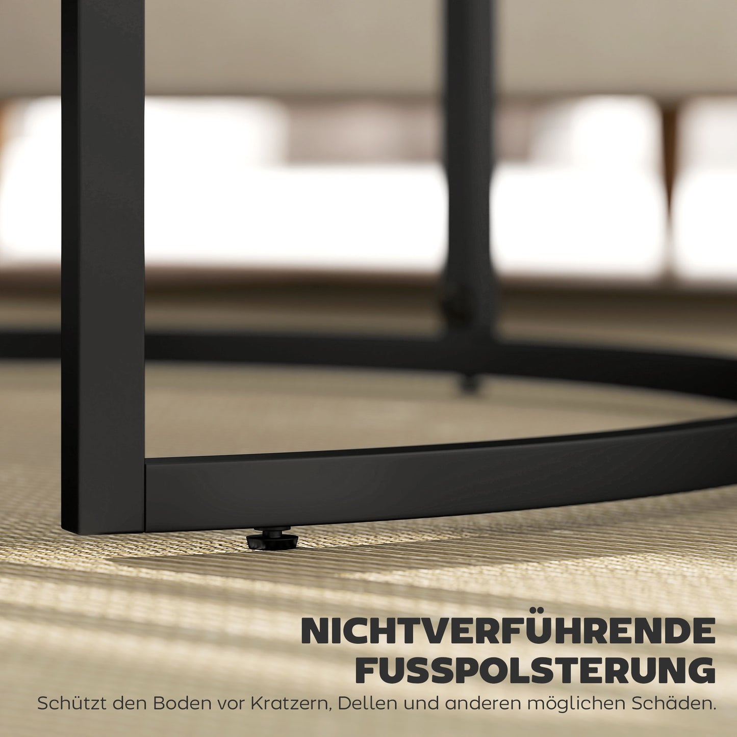 HOMCOM 2er-Set runde Couchtische، stapelbare Beistelltische mit Metallrahmen، Wohnzimmertisch في Marmoroptik، Kaffeetisch، Grau
