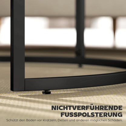 HOMCOM 2er-Set runde Couchtische، stapelbare Beistelltische mit Metallrahmen، Wohnzimmertisch في Marmoroptik، Kaffeetisch، Grau