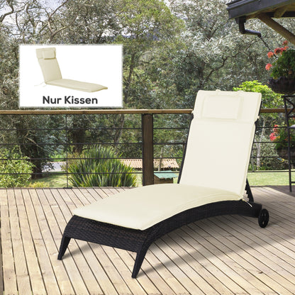 Outsunny Liegenauflage Liegenpolster Gartenliege mit Kopfkissen abnehmbar Bezug Cremeweiß 198 x 53 x 5 cm NUR Kissen