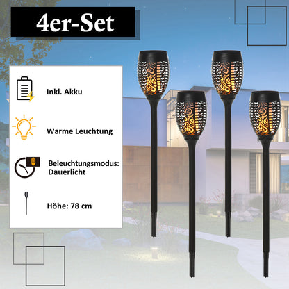 Outsunny Gartenbeleuchtung 4 Stück Solar LED Warmweiß Gartenstrahler mit Erdspieß Stecker IP44 Wasserdichter Gartenleuchte Solar Gartenlampe für Draußen Garten Rasen, Hof