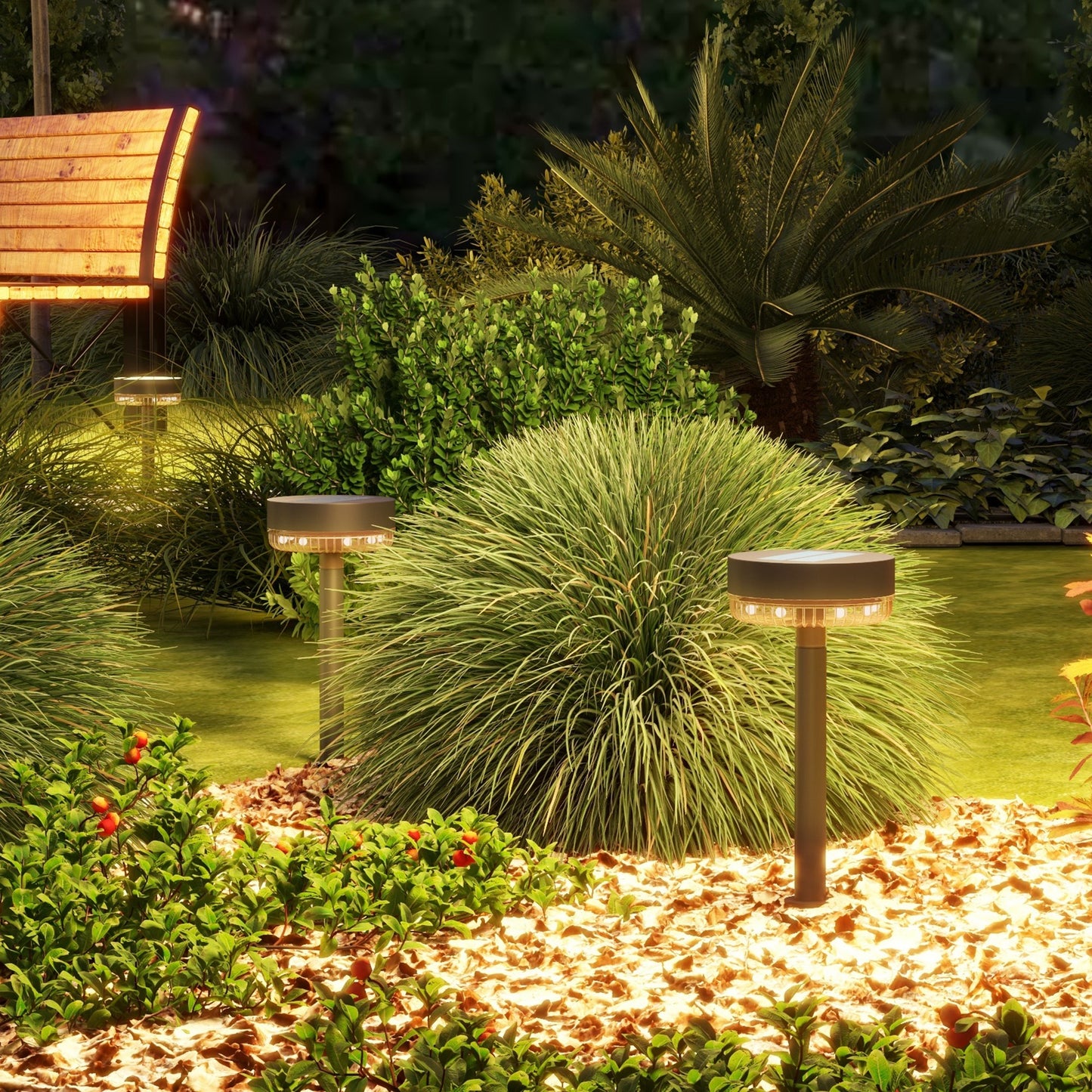 Outsunny Solar Gartenleuchten, wasserdicht, Warmweiß LED, 10-12h Betriebszeit, Schwarz