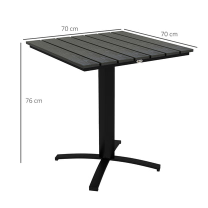 Outsunny Terrassentisch, für 4 Personen, Holzoptik, Aluminiumrahmen, 70 x 70 x 76 cm, Grau
