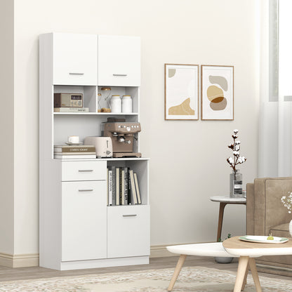 HOMCOM Küchenschrank, Buffet mit Schublade, Soft-Close Türen, 80 x 35 x 180 cm, Weiß