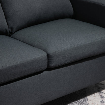 HOMCOM Ecksofa mit Schlaffunktion, 3 Sitzer Sofa und Kissen, Eckcouch, L-Form Couch für Wohnzimmer, Schlafzimmer 197 x 139 x 91 cm, Leinen, Dunkelgrau
