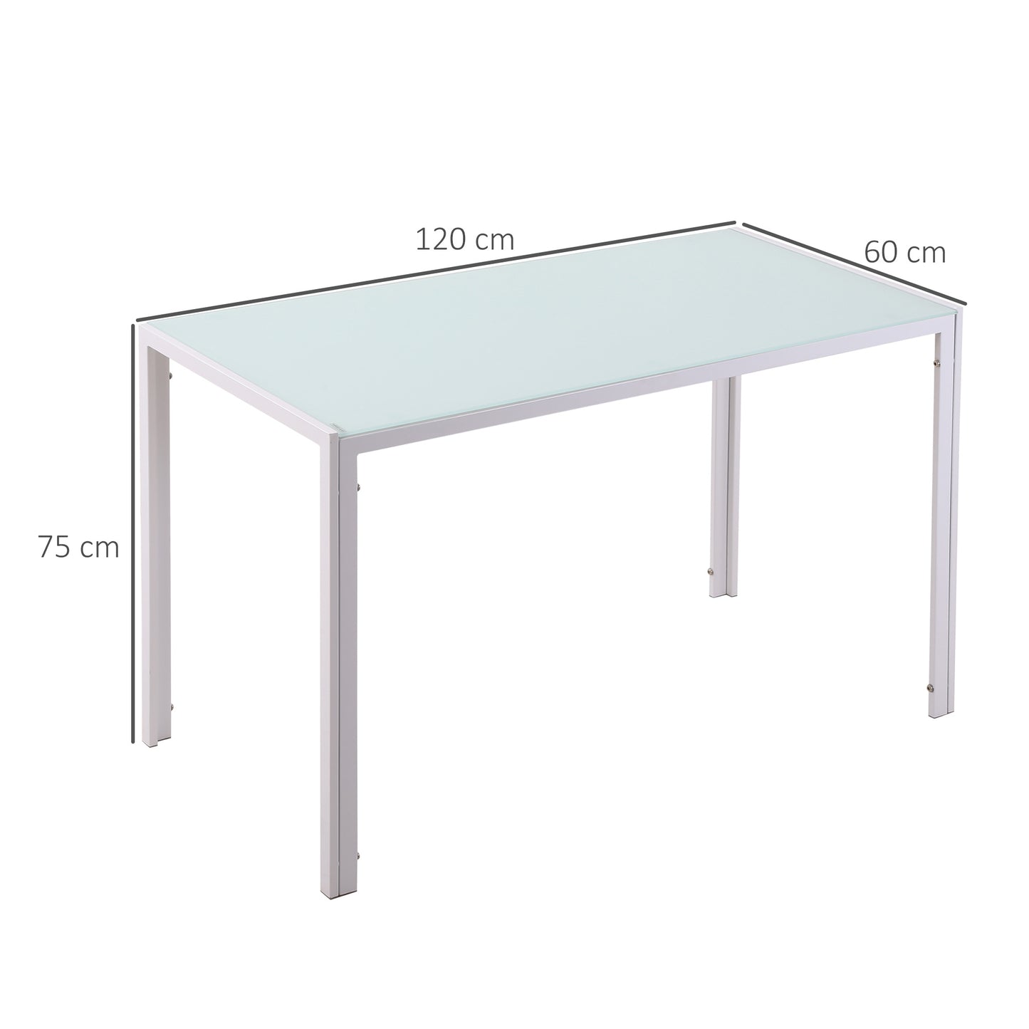 HOMCOM Esstisch Küchentisch großer Tisch, modern design, 120 cm x 60 cm x 75 cm, vit