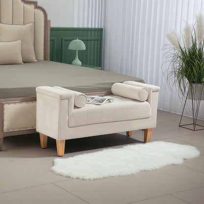 HOMCOM Polsterbank, Vintage-Design, 2 Kissen, Chenillebezug, 115 x 44 x 58 cm, Beige