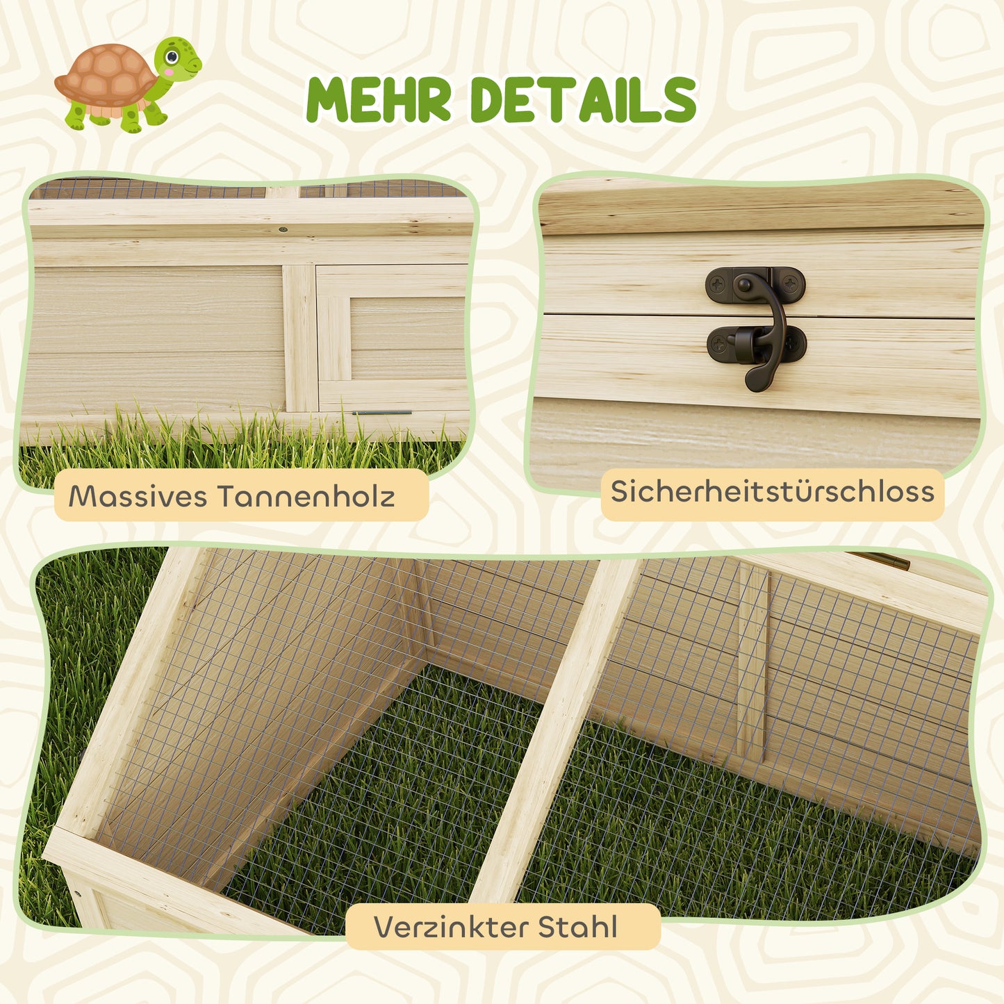 PawHut Schildkrötenbox, Outdoor Schildkrötengehege, bodenloses Design, leicht zu öffnen, Schildkrötenhaus, Natur