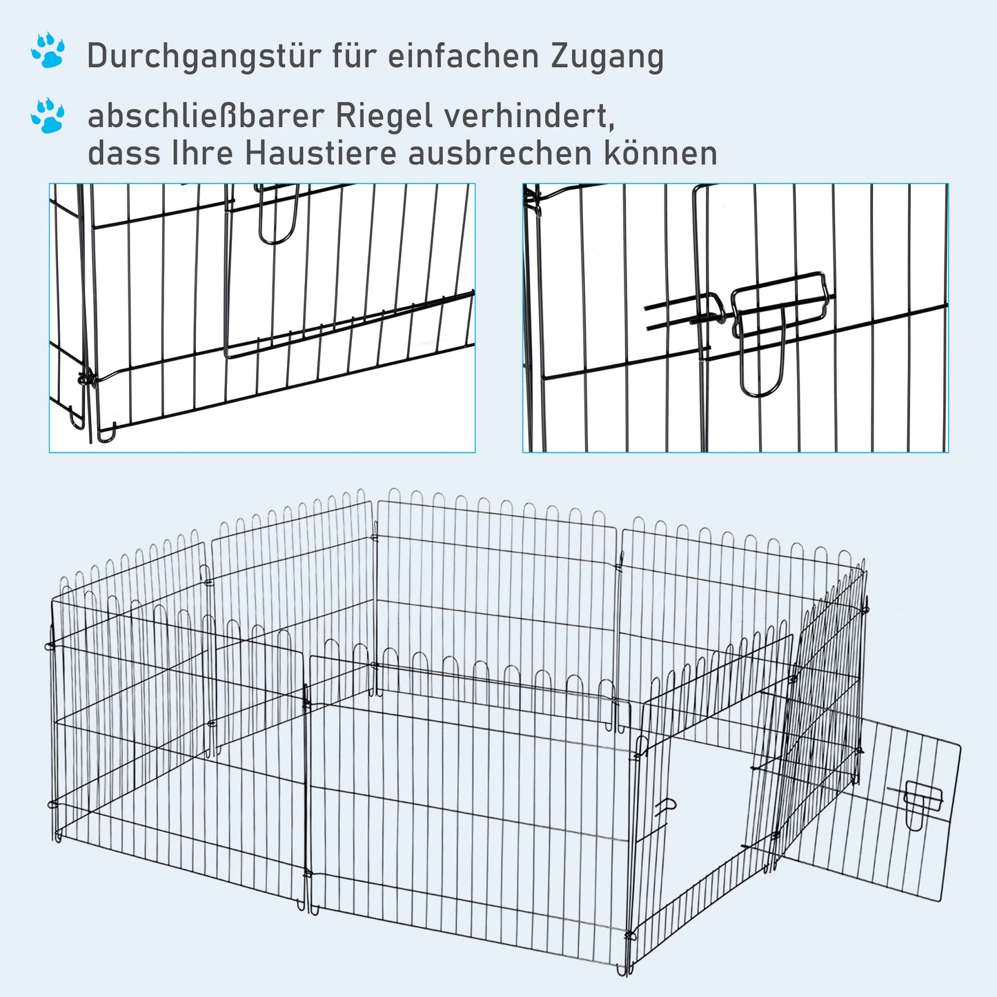 PawHut Welpenauslauf Welpenzaun Laufstall Freilaufgehege Welpengitter 5 Maßen (Maße: 71x61cm)