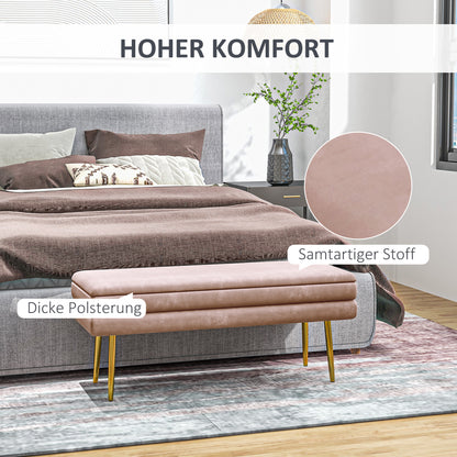 HOMCOM Sitzbank Polsterbank, mit Stauraum, Stahl, 100 x 37,5 x 42 cm, Rosa