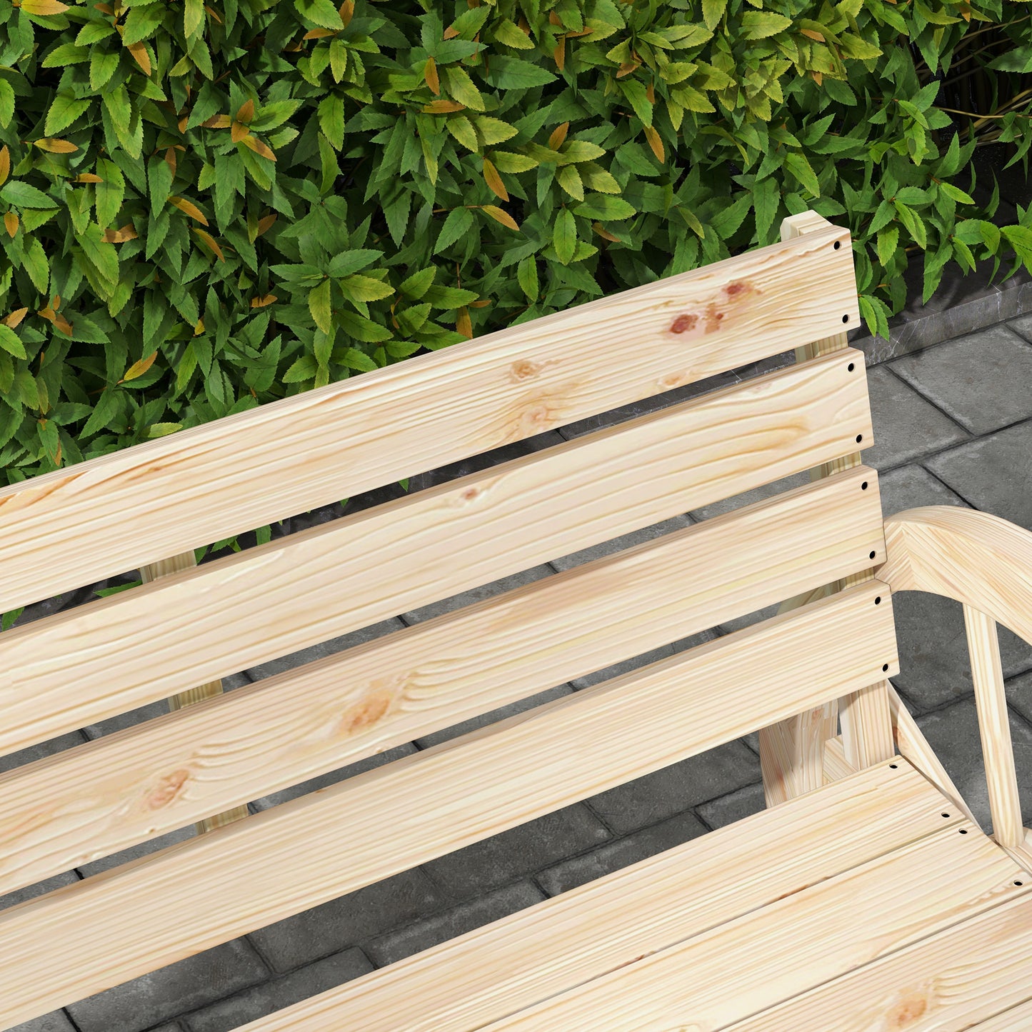 Outsunny Gartenbank, Wagenrad-Design, für 2 Personen, Naturholz, dunkelbraun, 105,5 x 56 x 79 cm, Natur