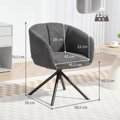 HOMCOM Sessel, Polsterstuhl mit bequemer Sitzschale, drehbar, kuscheliger Bezug, bis 120 kg, Dunkelgrau