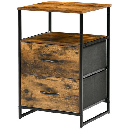 HOMCOM Wohnzimmerschrank, Beistellschrank, Stoffschubladen, MDF, Stahlrahmen, Braun