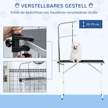 PawHut Haustierpflegetisch Haustier Trimmtisch Hunde Schertisch mit Schlingen Hundepflegetisch für Haushaltsbaden Haartrocken und Haarschneiden höhenverstellbar Schwarz