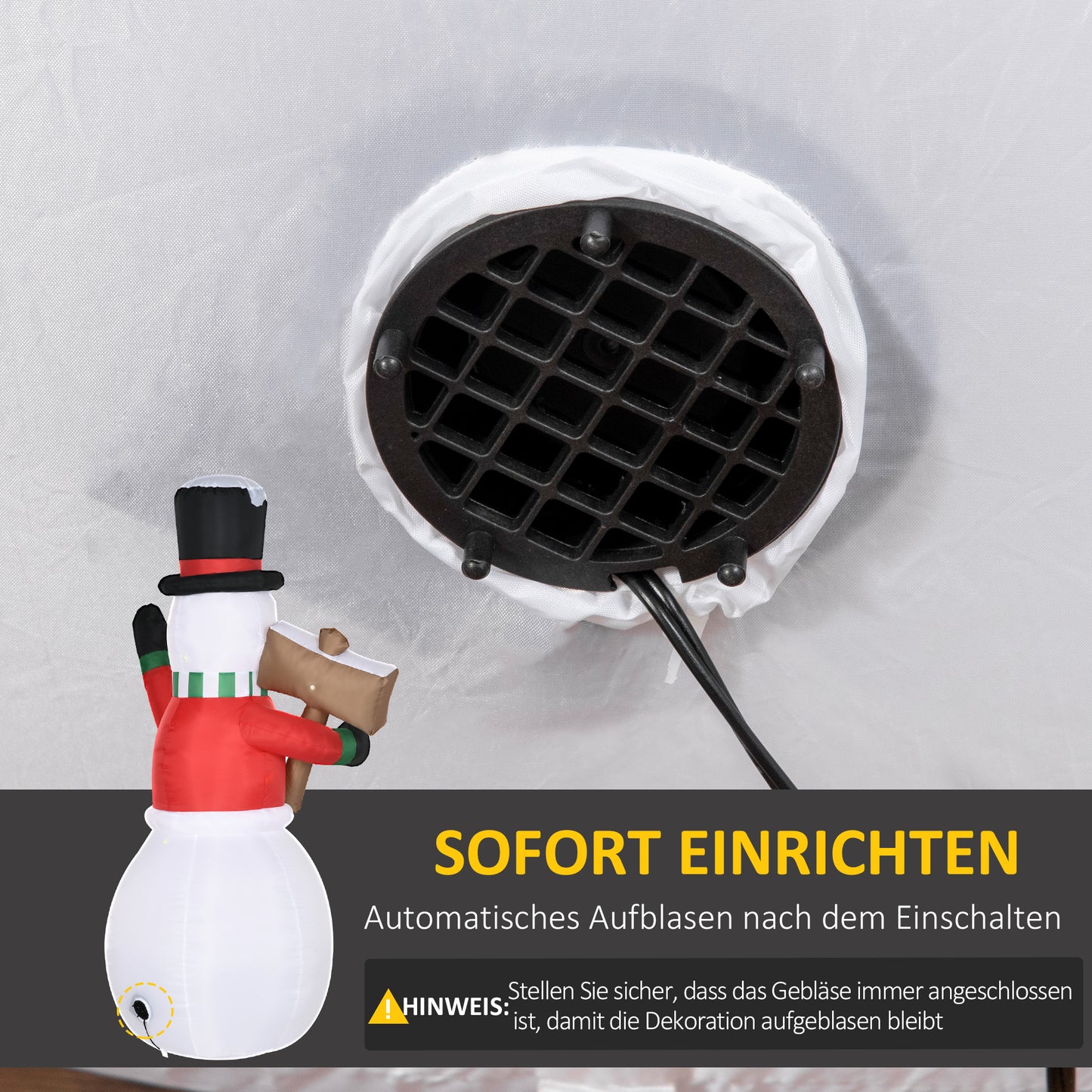 HOMCOM Aufblasbarer Schneemann, Outdoor Weihnachtsdekoration, 1,80 m, Santa Claus, inkl. Gebläse, Mehrfarbig