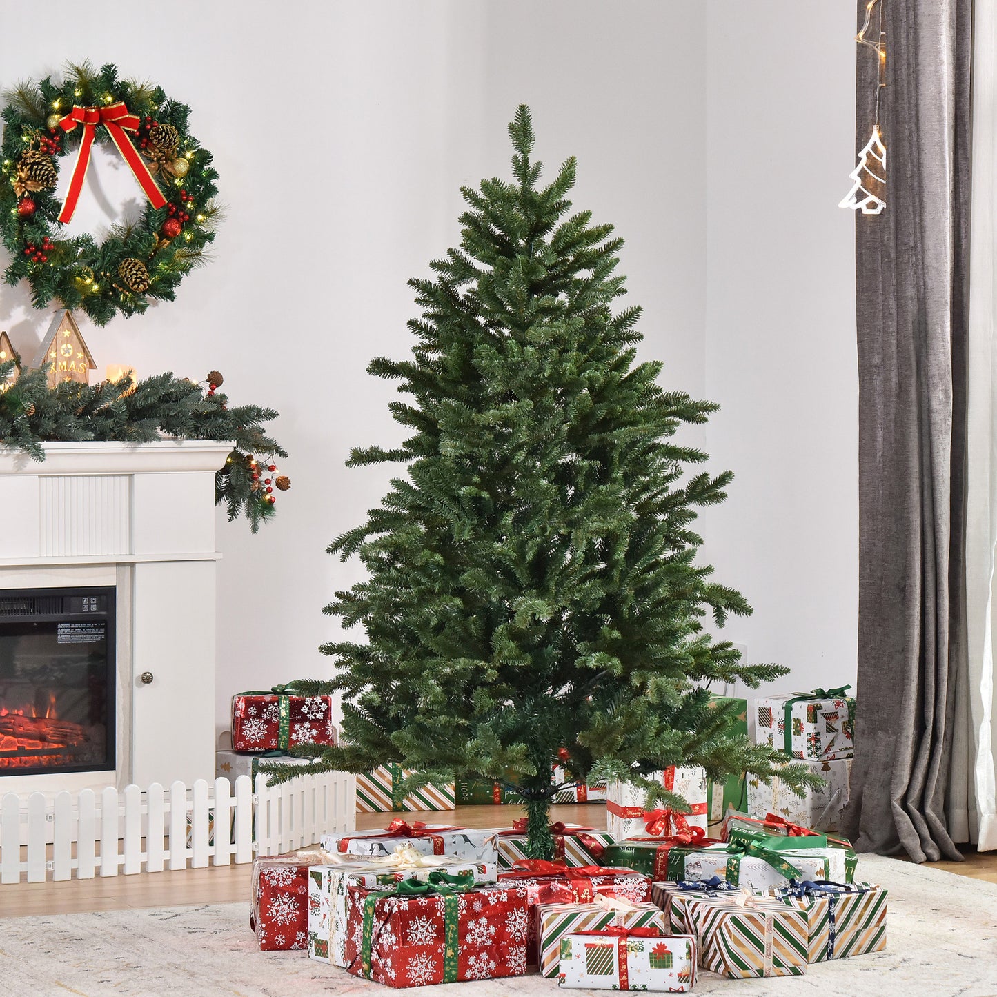 HOMCOM künstlicher Weihnachtsbaum 1,5 m Christbaum Tannenbaum PVC PE Metall Grün Ø105 x 150 cm