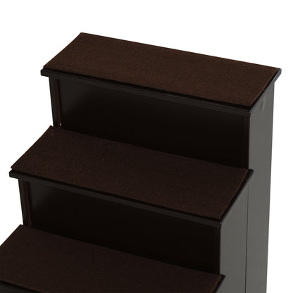 PawHut Haustiertreppe, für Hunde/Katzen, 4-stufig, Kurzplüsch, bis 30 kg, 40 x 59 x 54,2 cm, Dunkelbraun
