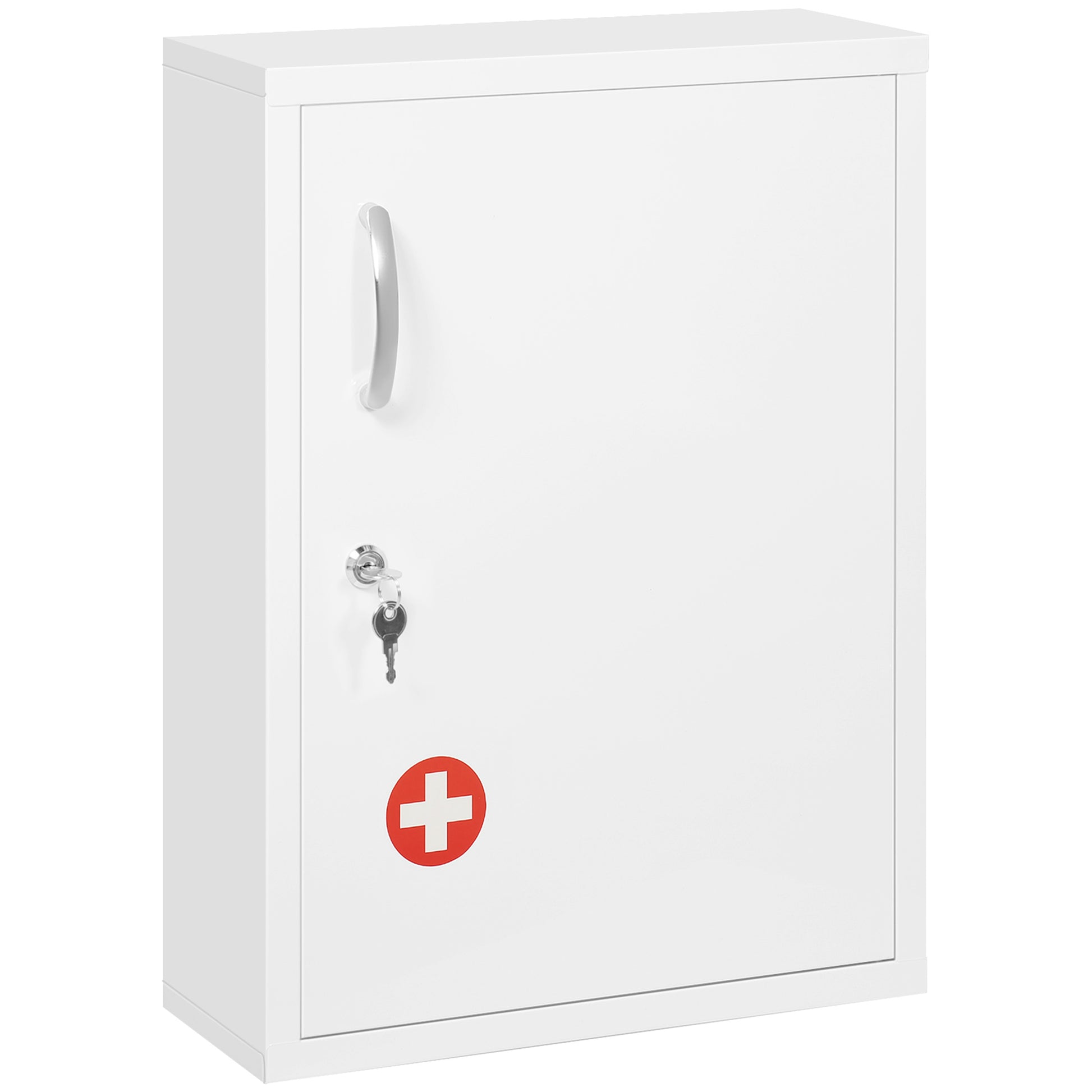 kleankin Medizinschrank, 3 Fächer, abschließbar, mit Rezeptfach, stabiles Stahlgehäuse, weiß, 40 x 15 x 53,5 cm