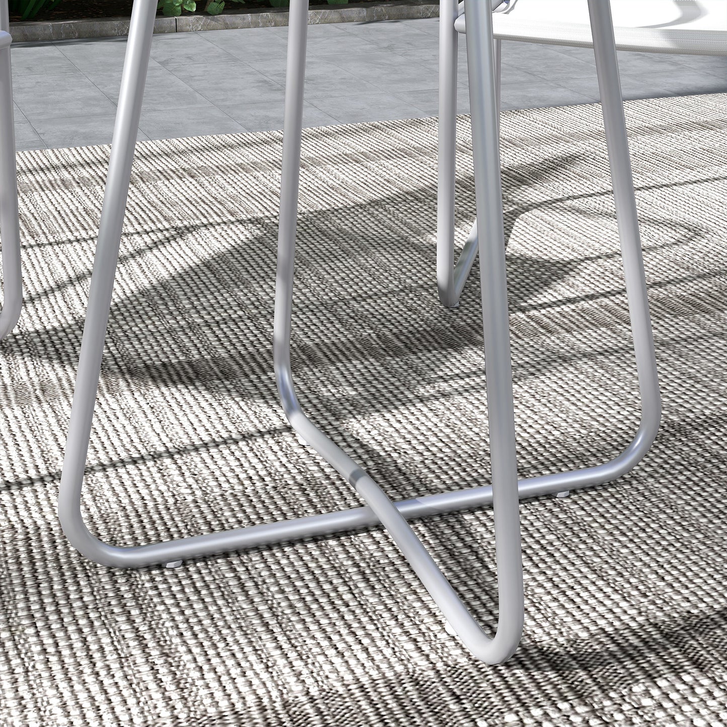 Outsunny 3-teiliges Gartenmöbelset, 2 Stühle mit atmungsaktivem Stoffbezug, 1 runder Tisch Ø60 cm, Hellgrau
