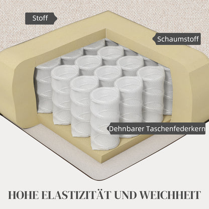 HOMCOM Polstersessel i Leinenoptik, Schaumstoff, Sitzkissen, Holzrahmen, Cremeweiß