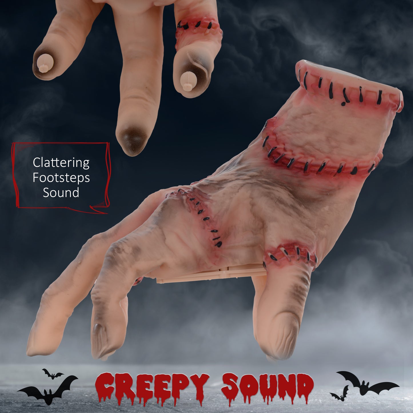 HOMCOM Horror-Hand, Helloweendeko, aktiviert mit Geräusche/Berührung, beweglich, Sound
