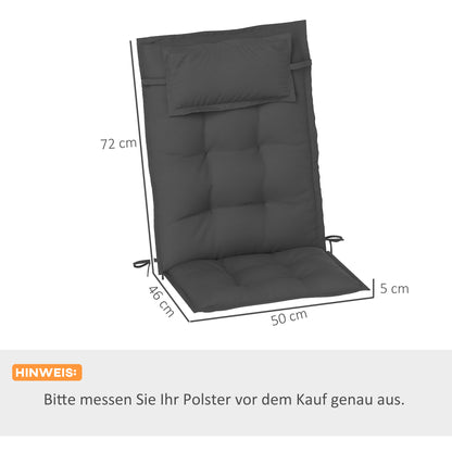 Outsunny 2er Set Auflage für Sonnenliege Wasserabweisend Liegenauflage für Gartenliege Polsterauflage 50x116x5 سم، Dunkelgrau