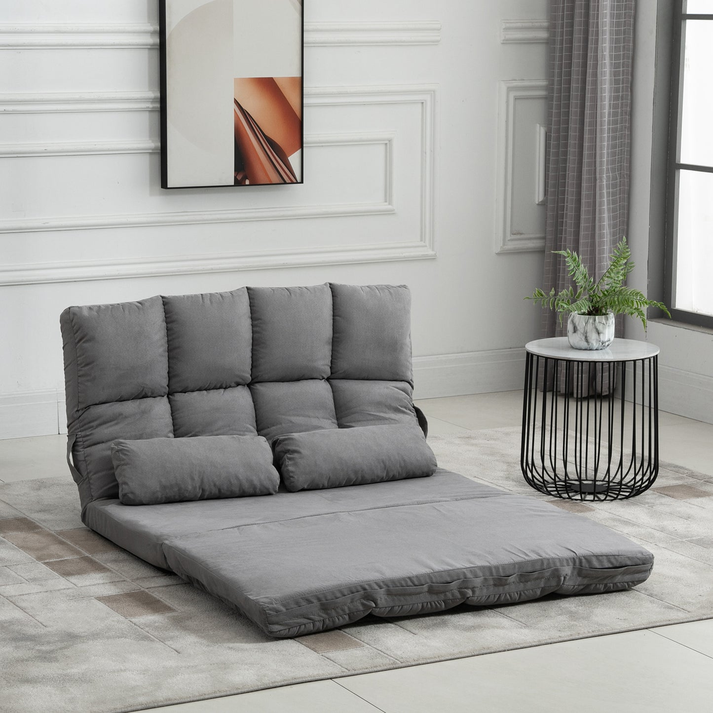 HOMCOM Bodenstuhl Bodensessel mit Liegefunktion Verstellbarer Rückenlehne Sitzkissen Relaxsessel zum Fernsehen, Lesen Meditationsstuhl Lazy Sofa Lesesessel für Meditation Yoga Büro Grau