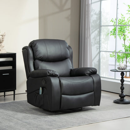 HOMCOM Massagesessel, Wärme- & Liegefunktion, Kunstleder, bis 150kg, 97x92x104cm, Schwarz