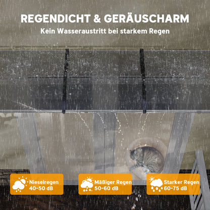 Outsunny Vordach Schutzdach, Sonnen- und Regenschutz, inkl. Wandhalterung, 295x90 cm, Weiß