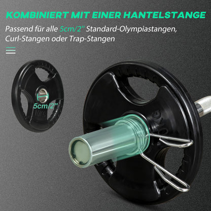 SPORTNOW Hantelscheibe, 2er-Set, 10 kg pro Scheibe, drei Griffe, bodenschonender Gummimantel, Metall